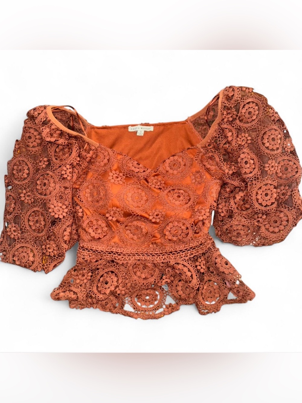 NWT burnt orange floral lace blouse